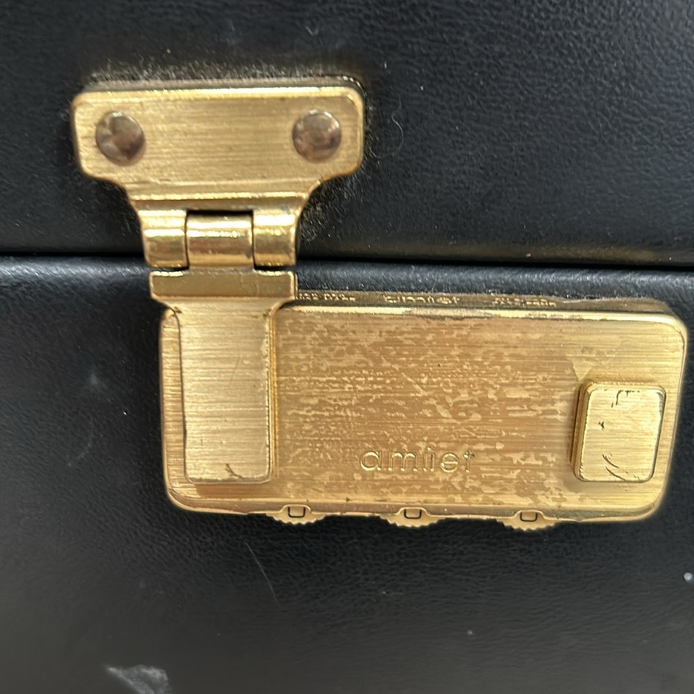 Vintage Amiet Black Leather Beauty Case - Picture 2 of 9